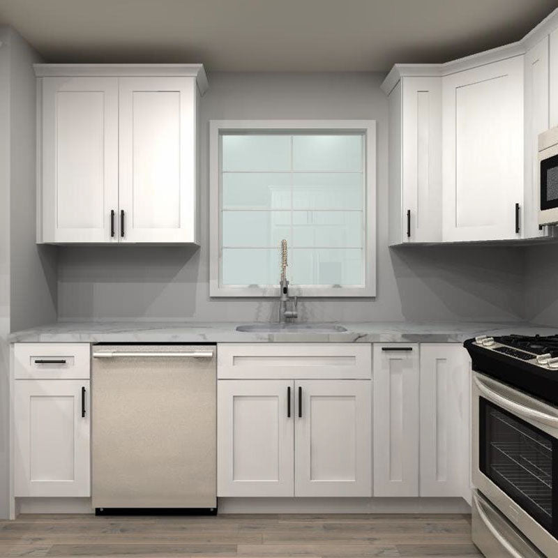 LessCare Alpina White 120 by 112 by 93 by 57 in. Peninsula Kitchen and 30 in. Sink