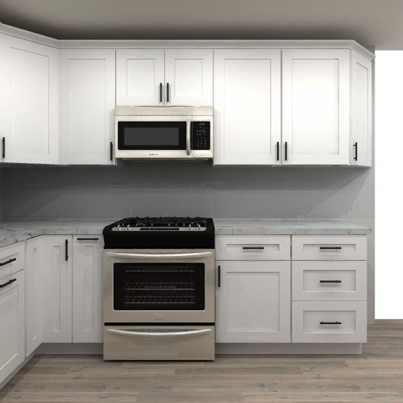 LessCare Alpina White 101 by 135 by 126 in. U Shaped Kitchen and 30 in. Sink