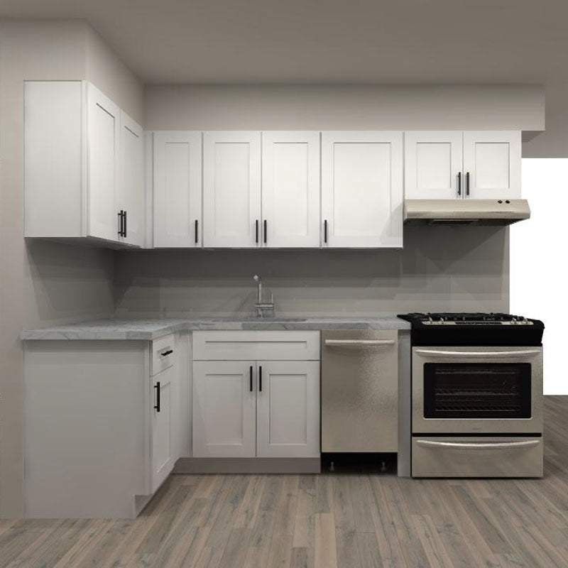 LessCare Alpina White 108 by 127 in. Galley Kitchen and 30 in. Sink