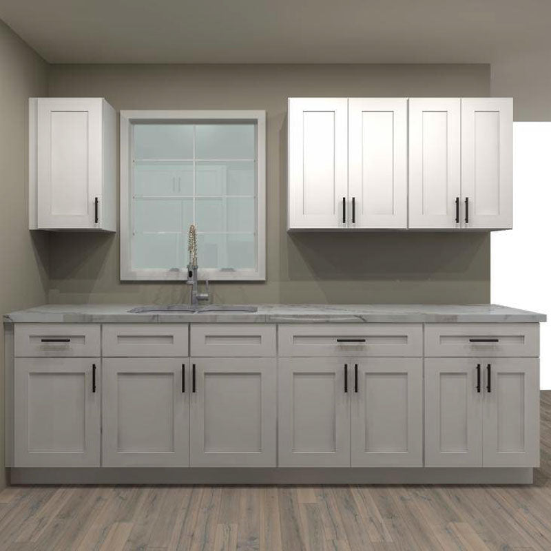 LessCare Alpina White 110 by 105 in. Galley Kitchen and 36 in. Double Sink