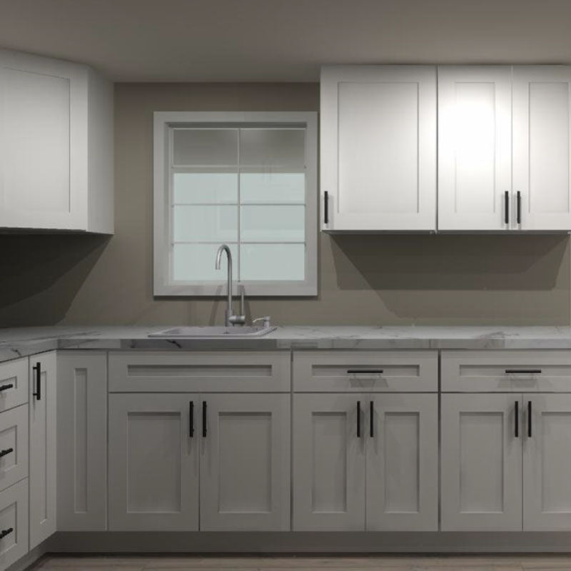 LessCare Alpina White 114 by 69 by 78 in. U Shaped Kitchen and 30 in. Sink