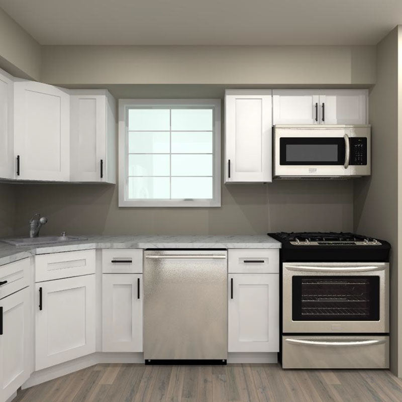 LessCare Alpina White 120 by 120 in. L Shaped Kitchen and 36 in. Sink