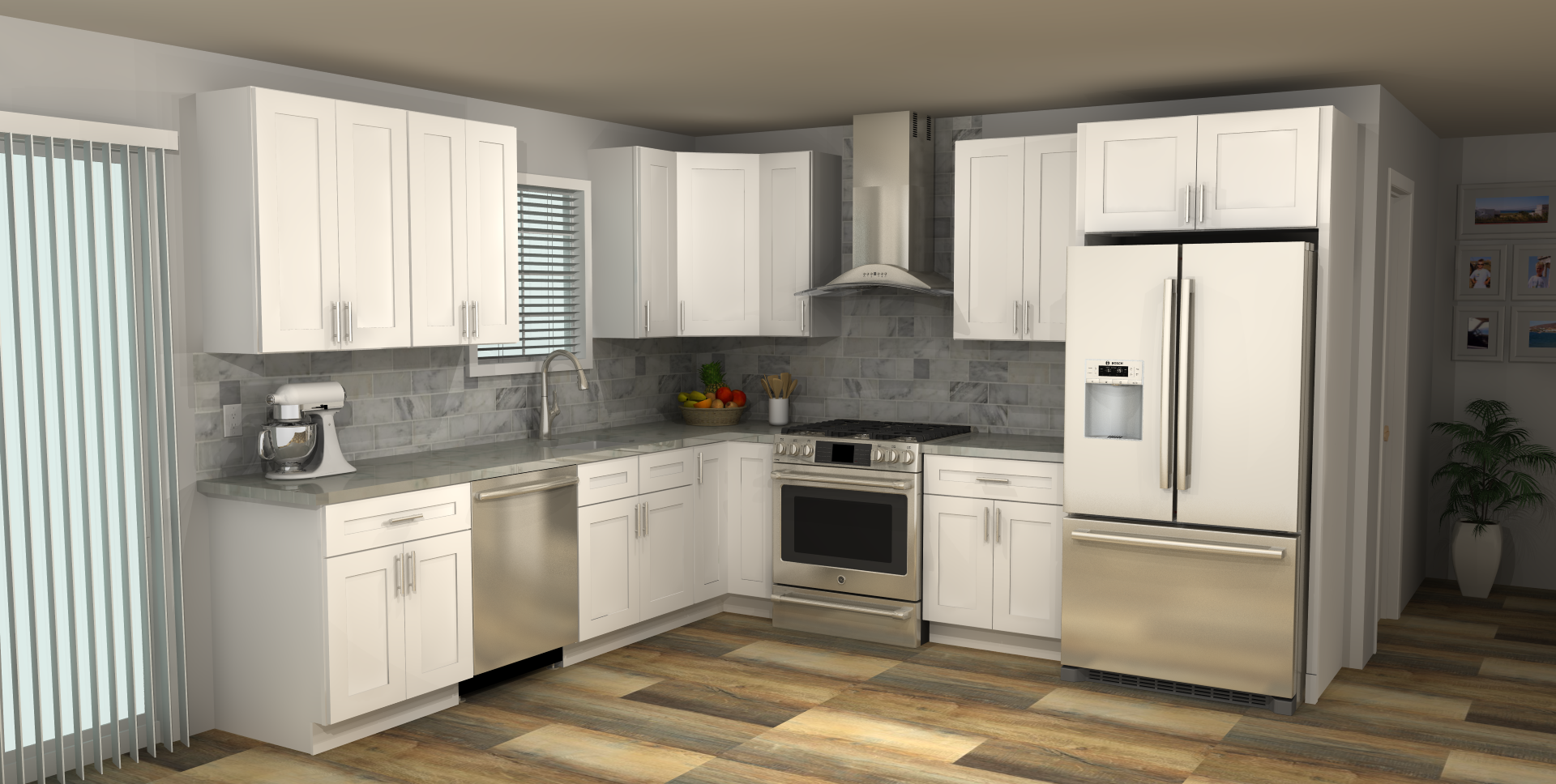 LessCare Alpina White 10 x 11 L Shaped Kitchen Main Layout Photo