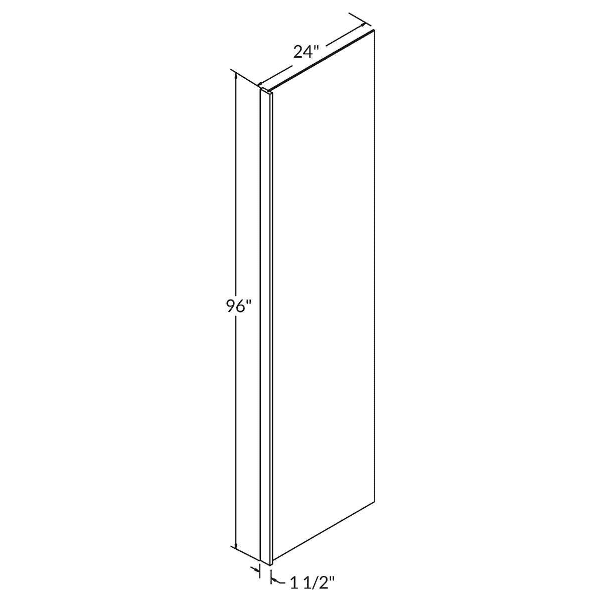 96 H X 24 D End Panel With 1 1 2 Stile For All-Wood Shaker White Cabinetry